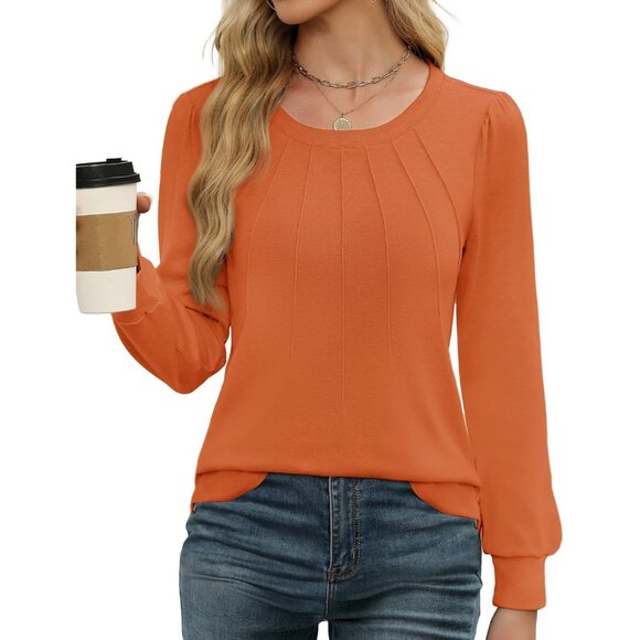 Womens Long Sleeve Blouse Polyester Rayon Spandex Casual Office Top - Picture 2 of 5